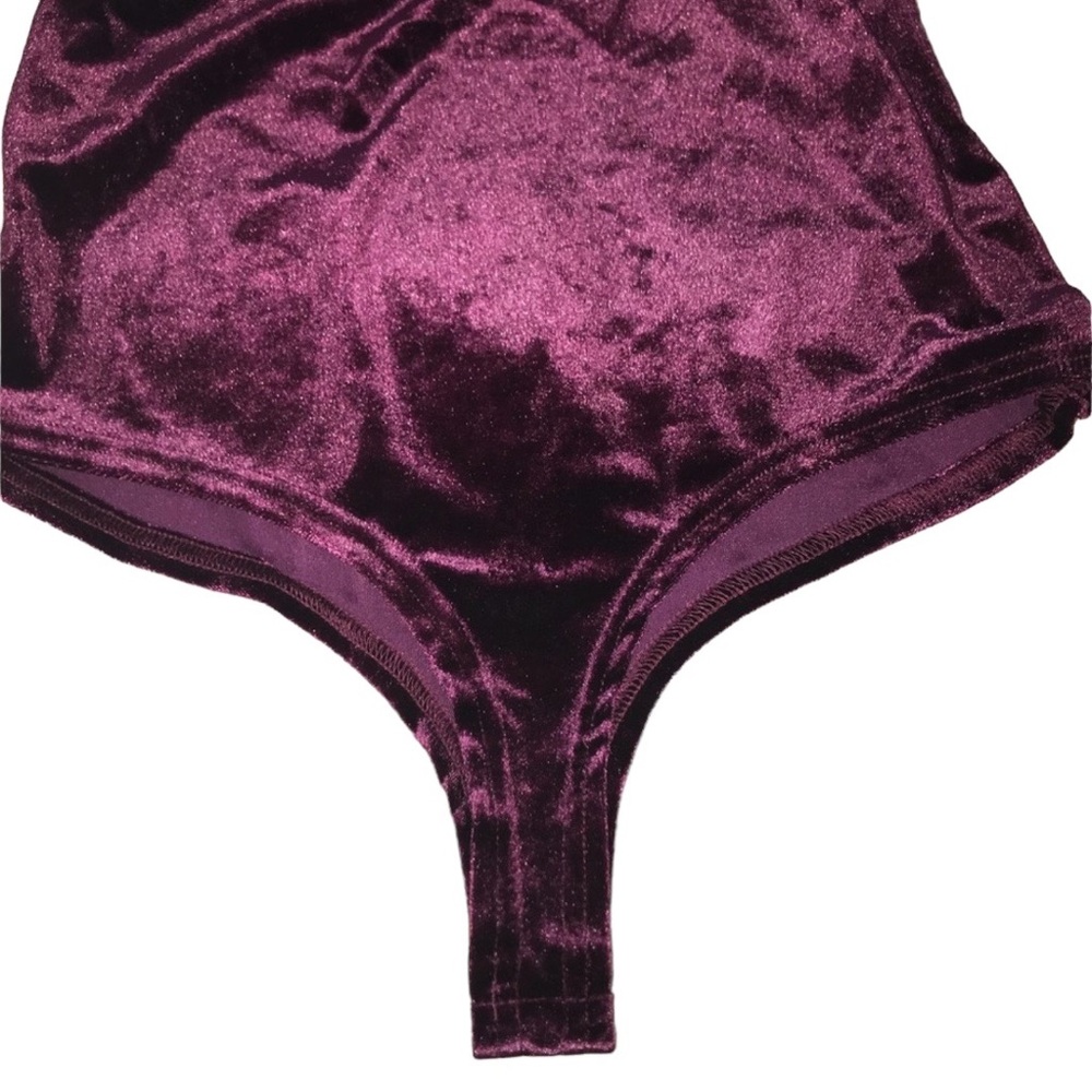Sexy Velvet Thong Bodysuit - Picture 3 of 5